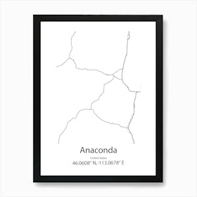 Anaconda,United States Minimalist Map Art Print