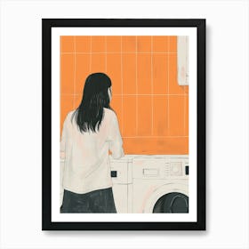 Girl In A Laundry Room Art Print