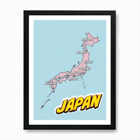 Japan Map Pop Art Illustration Art Print