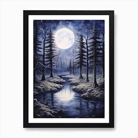 Full Moon In The Forest Art Print