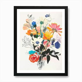 Daisy 3 Collage Flower Bouquet Art Print