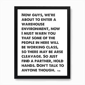 The Office, Tim, Quote, Some of the People Here Will Be Working Class, Wall Print, Wall Art, Print, Poster, Art Print