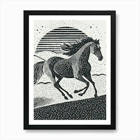 A Horse Galloping Across An Open Field Art Print