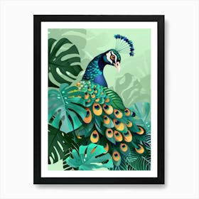 Peacock In The Jungle Art Print