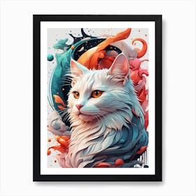 White cat Art Print