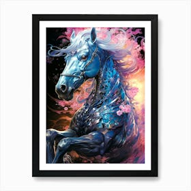 Blue Horse Art Print