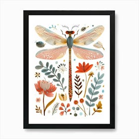 Colourful Insect Illustration Damselfly 12 Art Print