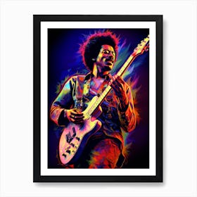 Jimi Hendrix Neon Lights 6 Art Print