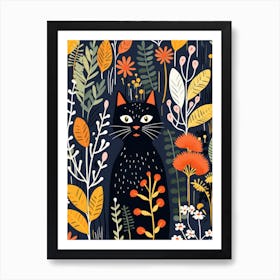 Black Cat In The Garden 4 Art Print