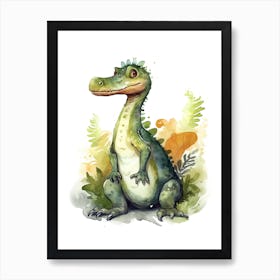 Baryonyx Cute Dinosaur Watercolour 4 Art Print