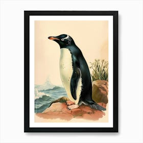 Adlie Penguin Sea Lion Island Vintage Botanical Painting 3 Art Print