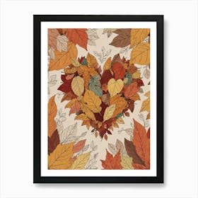 Autumn Leaves Heart 7 Art Print