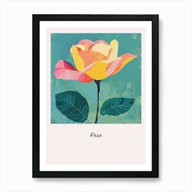 Rose 4 Square Flower Illustration Poster Art Print