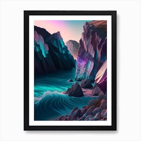 Coastal Cliffs And Rocky Shores, Waterscape Holographic 1 Art Print