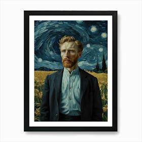 Portrait Of Van Gogh, Vincent Van Gogh Starry Night Art Print Art Print