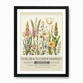 Chelsea Flower Market 3 Vintage Underground Travel Poster Art Print