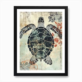 Wallpaper Textured Sea Turtle 2 Art Print