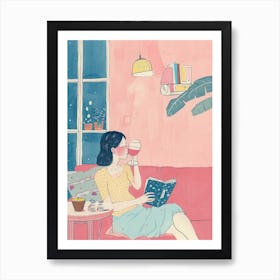 Girl Reading A Book Lo Fi Kawaii Illustration 8 Art Print