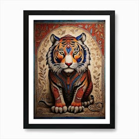 Default Traditional Madhubani Style Painting Of A Tiger On A T 0 Art Print