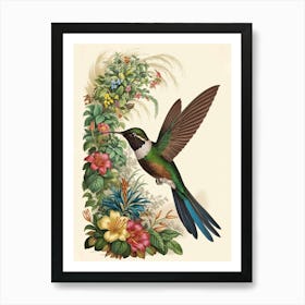 Hummingbird botanical flower beauty 2 Art Print