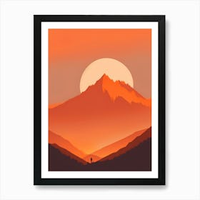 Misty Mountains Vertical Composition In Orange Tone 145 Art Print