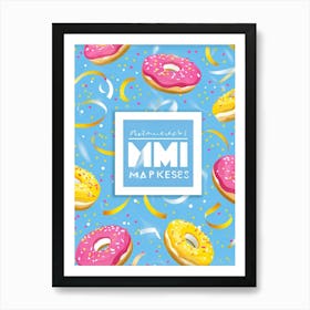 An Abstract Pattern Of Tiny Donuts Swirling With A Blend Of Pastel Pink Blue And Yellow Hues Set (6) Art Print