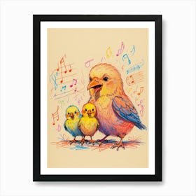 Bird And Chicks Canvas Print Art Print