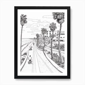 View Of San Clemente California, Usa Line Art Black And White 2 Art Print
