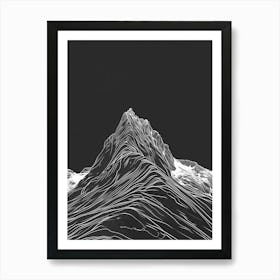 Beinn A Chlachair Mountain Line Drawing 1 Art Print