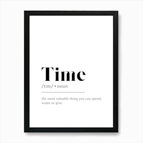 Time Definition Poster - Dictionary Art Print