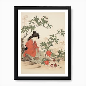 Benifuuki Japanese Tea Camellia 4 Vintage Japanese Botanical Art Print