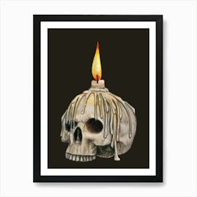 Gothic Skull Candle - Vintage Decor Art Print