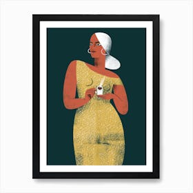 Lady With A Coffee Art Print