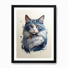 Blue Cat Portrait Art Print