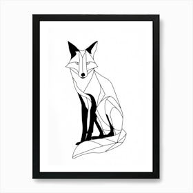 Geometric Fox animal lines art Art Print