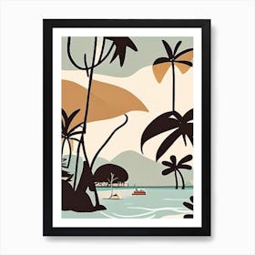 Koh Kood Thailand Muted Pastel Tropical Destination Art Print