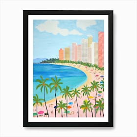 Waikiki Beach, Honolulu, Hawaii, Matisse And Rousseau Style 2 Art Print