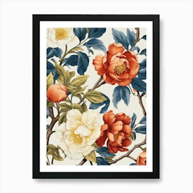 Peony Flowers Wallpaper Art Print