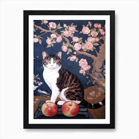 Apple Blossom With A Cat 3 William Morris Style Art Print