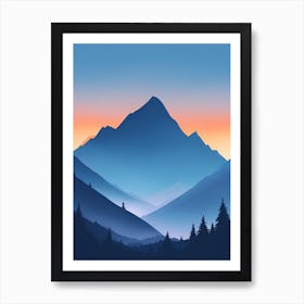 Misty Mountains Vertical Composition In Blue Tone 75 Art Print