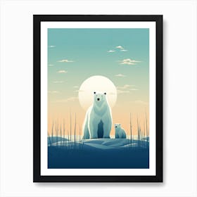 Icy Affection; Polar Bear Family Canvas Art Print