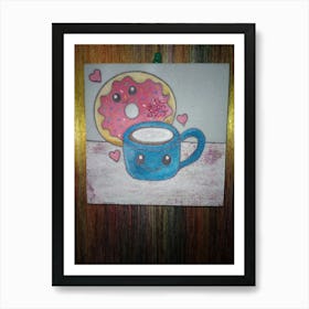 Milk and donut Art Print