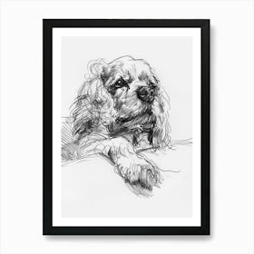 Clumber Spaniel Dog Line Sketch 4 Art Print