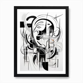 Chromatic Fusion Abstract Black And White 7 Art Print