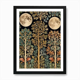 William Morris Moonlight Trees Art Print