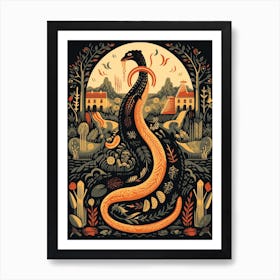 Floral Folk Serpent 4 Art Print
