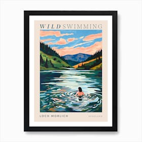 Wild Swimming At Loch Morlich Scotland 1 Poster Art Print