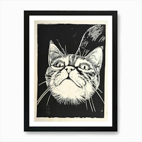 Exotic Shorthair Linocut Blockprint 6 Art Print