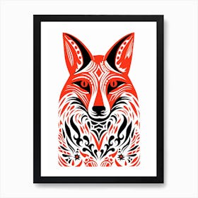 Red Fox Linocut Illustration 2 Art Print