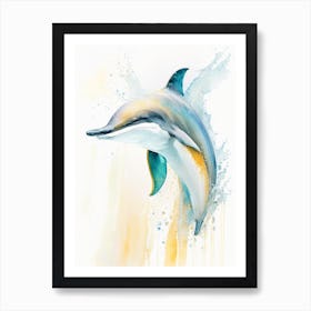 Short Beaked Common Dolphin Storybook Watercolour  (2) Art Print